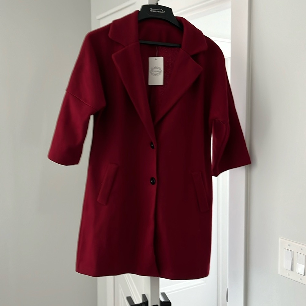 Three quarter sleeve red wool jacket